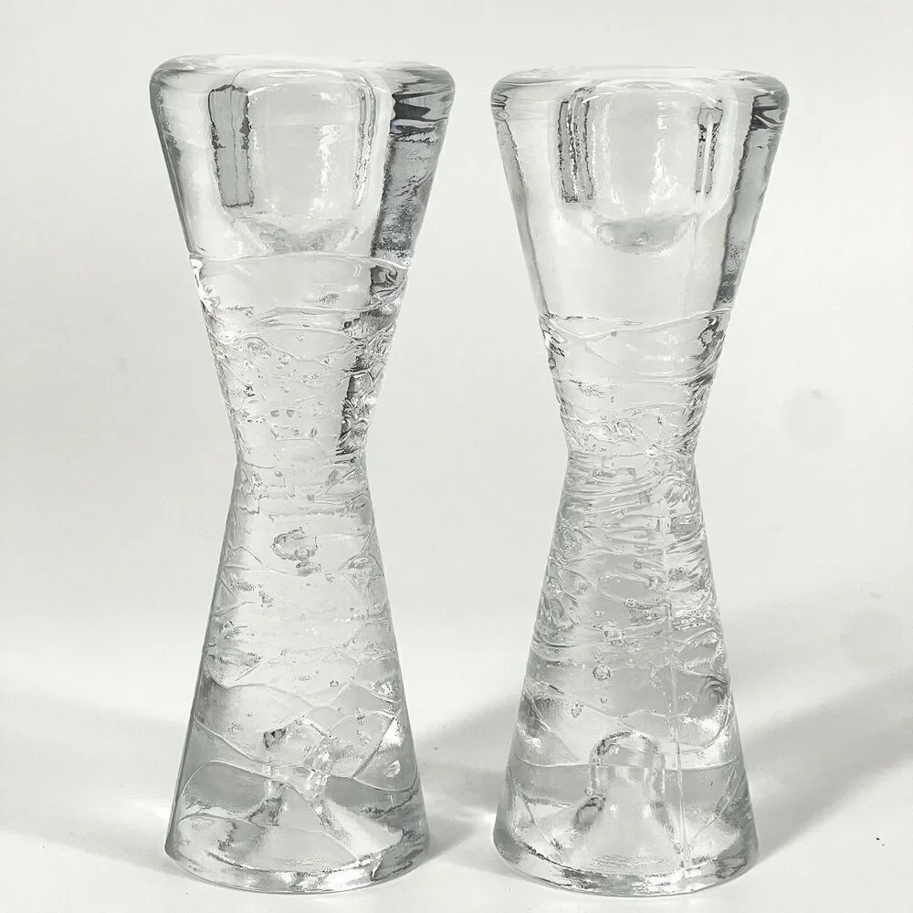 MCM Iittala Hourglass Cone Arkipelago Candle Holders Sarpaneva 5.5” Set Of 2